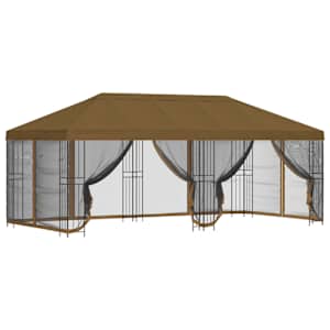 vidaXL Paviljon k&uuml;lgseinadega 6 x 3 m Pruunikashall Pol&uuml;ester ja teras