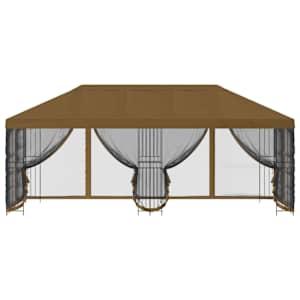 Altán s bočními stěnami 6 x 3 m Taupe Polyester a ocel 190 - obrázek 3