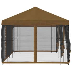 Altán s bočními stěnami 6 x 3 m Taupe Polyester a ocel 190 - obrázek 4