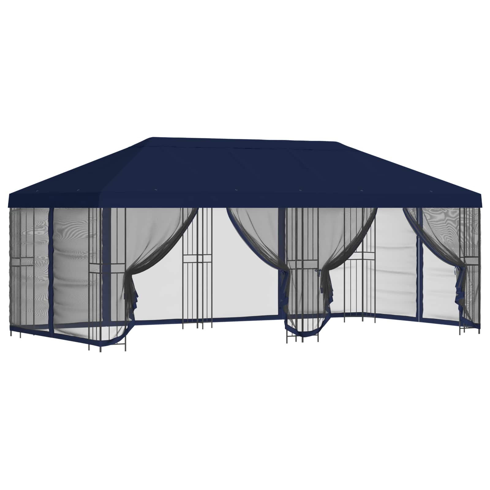 Paviljoen met zijwanden 6 x 3 m Blauw Polyester en staal 190 image 2