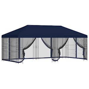 vidaXL Paviljon k&uuml;lgseinadega 6 x 3 m Sinine Pol&uuml;ester ja teras