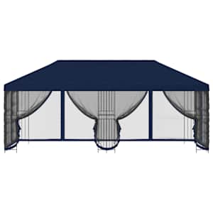 Altán s bočními stěnami 6 x 3 m Modrá Polyester a ocel 190 - obrázek 3