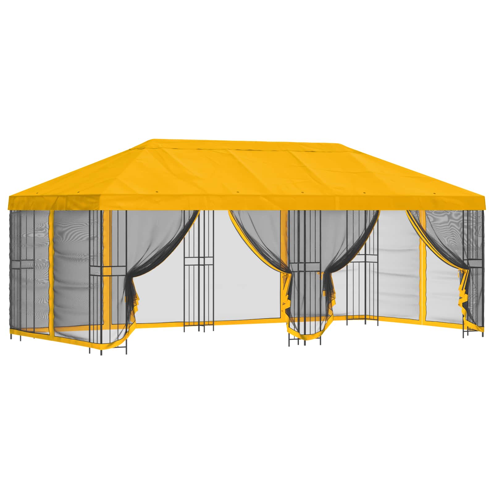 Paviljoen met zijwanden 6 x 3 m Geel Polyester en staal 190 image 2