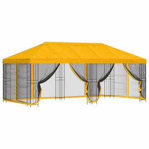 vidaXL Paviljon k&uuml;lgseinadega 6 x 3 m Kollane Pol&uuml;ester ja teras