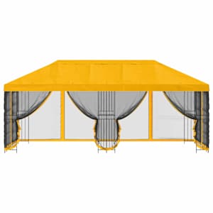 Altán s bočními stěnami 6 x 3 m Žlutá Polyester a ocel 190 - obrázek 3