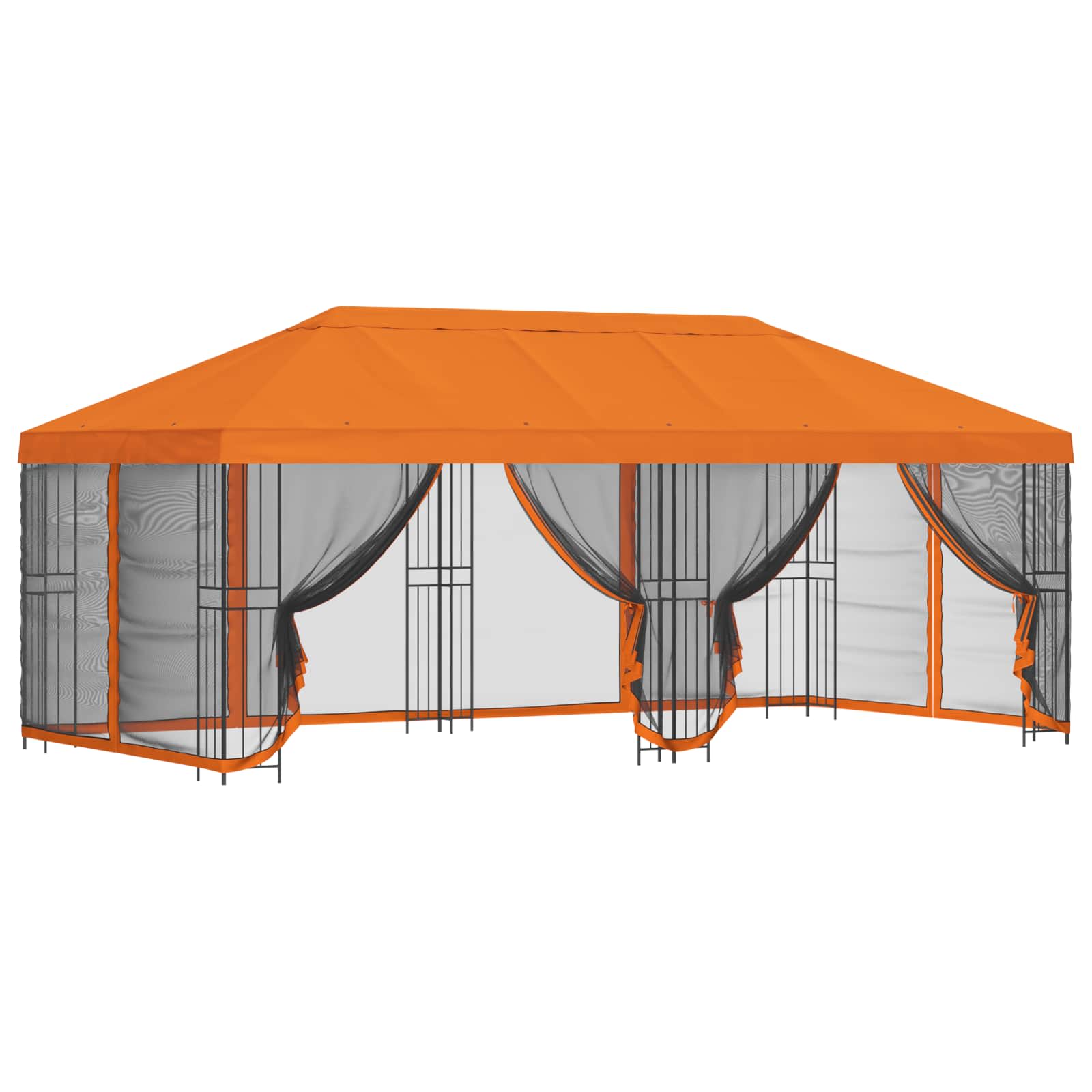 Paviljoen met zijwanden 6 x 3 m Oranje Polyester en staal 190 image 2