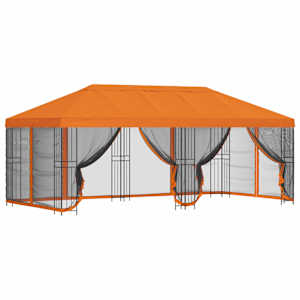 Altán s bočními stěnami 6 x 3 m Oranžová Polyester a ocel 190 - obrázek 2