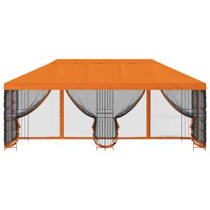 Altán s bočními stěnami 6 x 3 m Oranžová Polyester a ocel 190 - obrázek 3