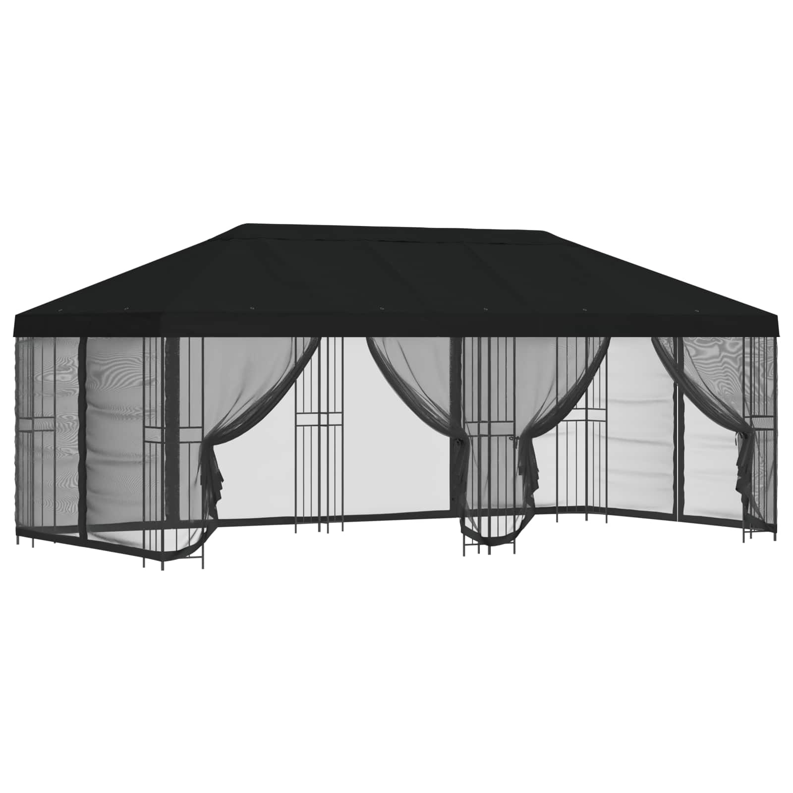 Paviljoen met zijwanden 6 x 3 m Zwart Polyester en staal 190 image 2