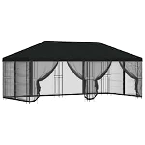 vidaXL Paviljon k&uuml;lgseinadega 6 x 3 m Must Pol&uuml;ester ja teras 190 gsm