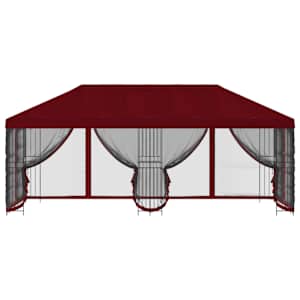Altán s bočními stěnami 6 x 3 m Vínová Polyester a ocel 190 - obrázek 3