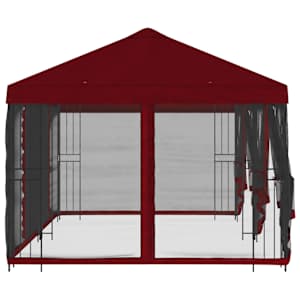 Altán s bočními stěnami 6 x 3 m Vínová Polyester a ocel 190 - obrázek 4