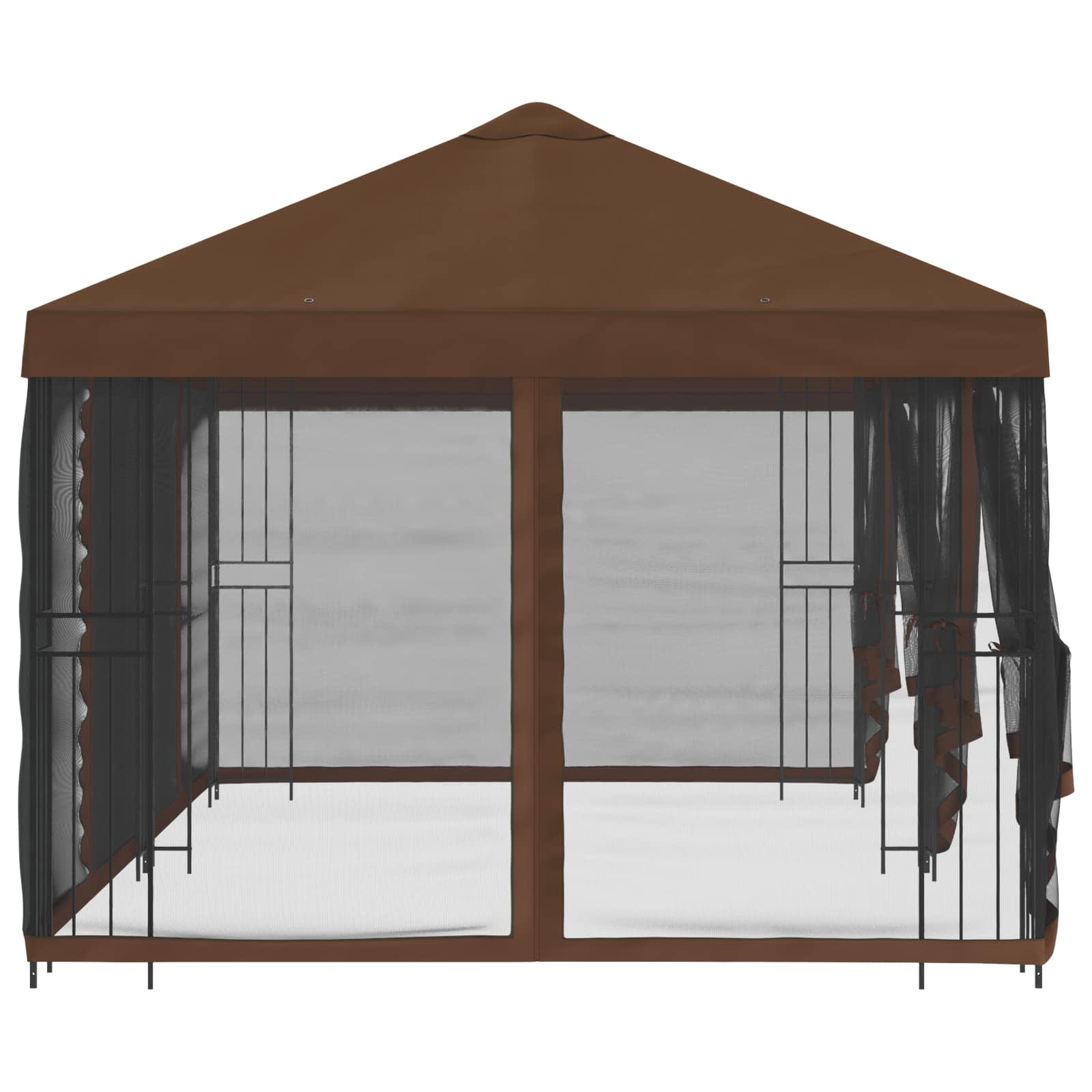 Paviljoen met zijwanden 6 x 3 m Bruin Polyester en staal 190 image 4