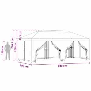 Altán s bočními stěnami 6 x 3 m Hnědá Polyester a ocel 190 - obrázek 6