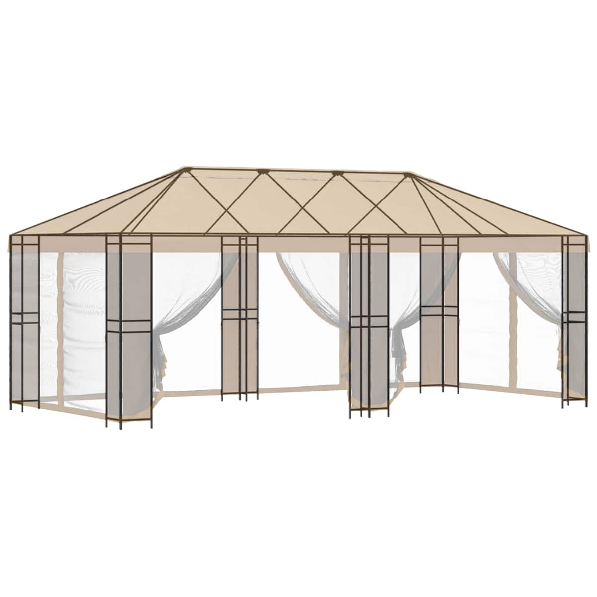 Gazebo ramme uden gazebo stof 6 x 3 m Sort Stål - Billede 3