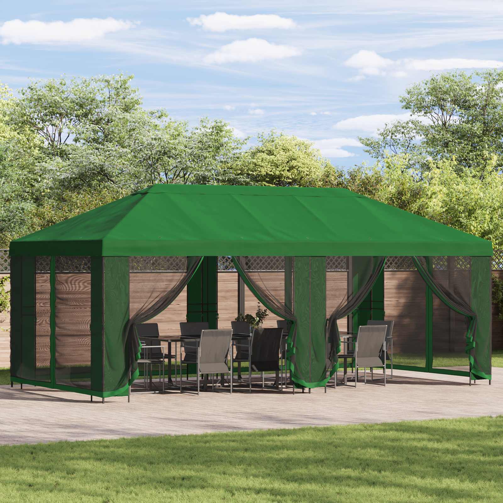 Tuinprieel 6 x 3 m Groen Polyester en staal 190 image 1