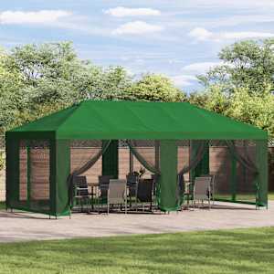 Vrtna paviljon 6 x 3 m Zelena Poliester in jeklo 190