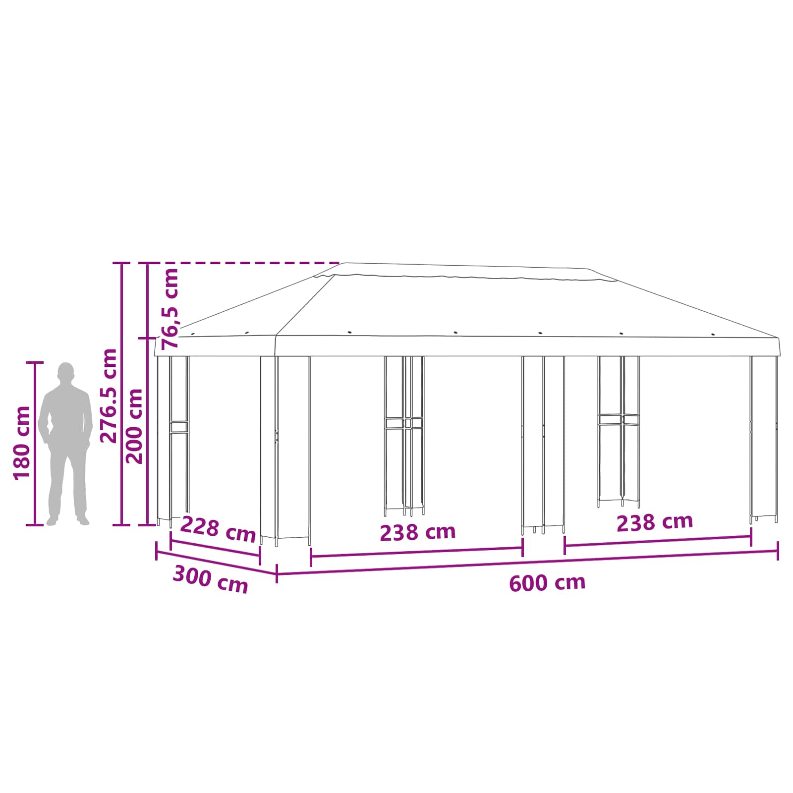 Tuinprieel 6 x 3 m Blauw Polyester en staal 190 image 7