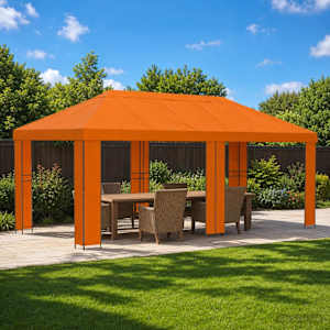 Zahradní altán 6 x 3 m Oranžová Polyester a ocel 190 - obrázek 1