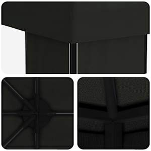 Zahradní altán 6 x 3 m Černá Polyester a ocel 190 - obrázek 5