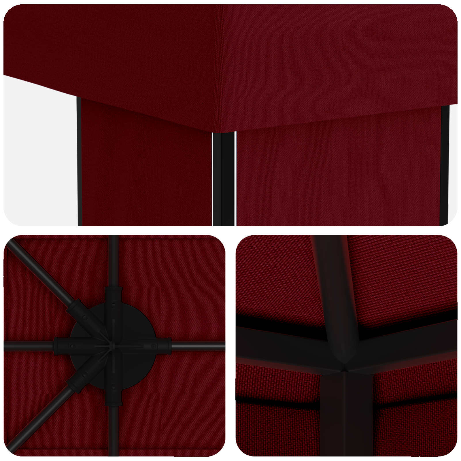 Tuinprieel 6 x 3 m Bordeauxrood Polyester en staal 190 image 5