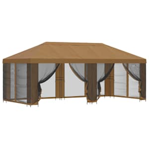 Altán s bočními stěnami 6 x 3 m Béžová Polyester a ocel 190 - obrázek 2