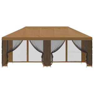 Altán s bočními stěnami 6 x 3 m Béžová Polyester a ocel 190 - obrázek 3
