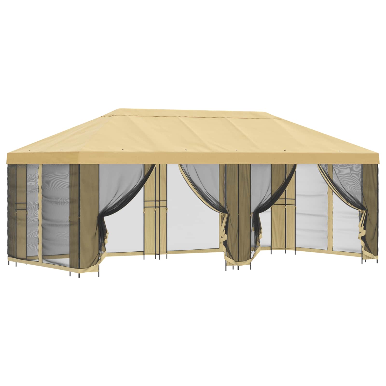 Paviljoen met zijwanden 6 x 3 m Crèmekleurig Polyester en staal image 2