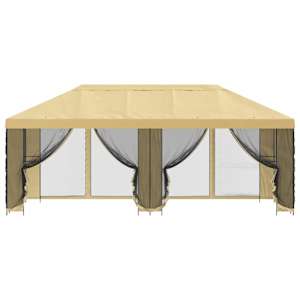 Altán s bočními stěnami 6 x 3 m Krémová Polyester a ocel 190 - obrázek 3