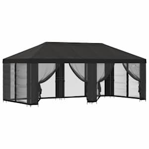 Altán s bočními stěnami 6 x 3 m Antracitová Polyester a ocel - obrázek 2