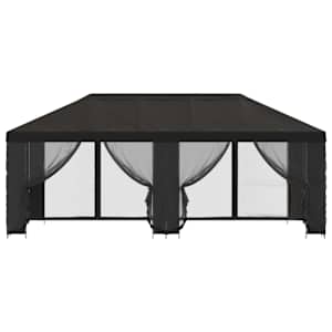Altán s bočními stěnami 6 x 3 m Antracitová Polyester a ocel - obrázek 3