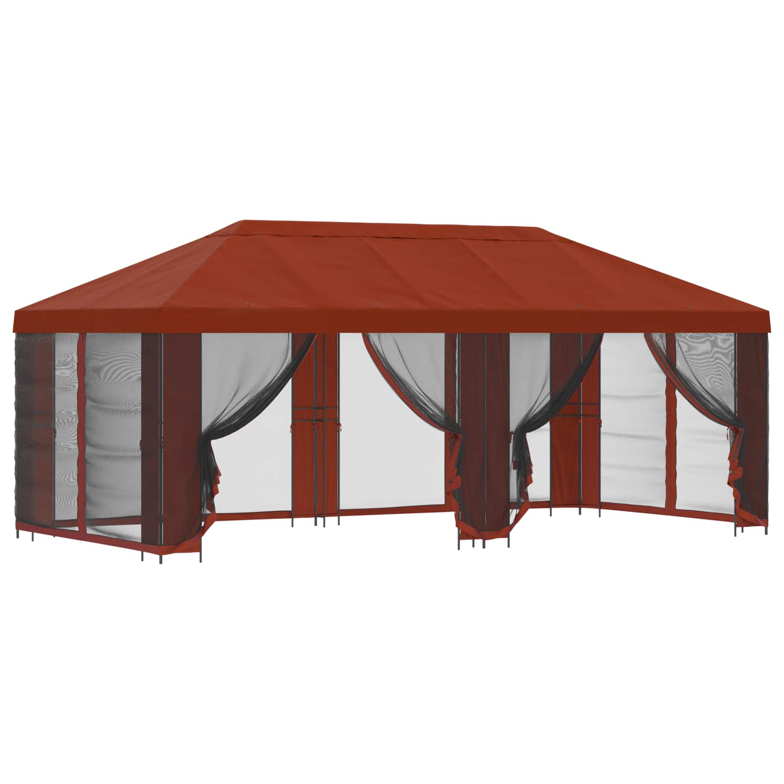 Paviljoen met zijwanden 6 x 3 m Terracotta Polyester en staal image 2