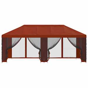 Altán s bočními stěnami 6 x 3 m Cihlová Polyester a ocel 190 - obrázek 3