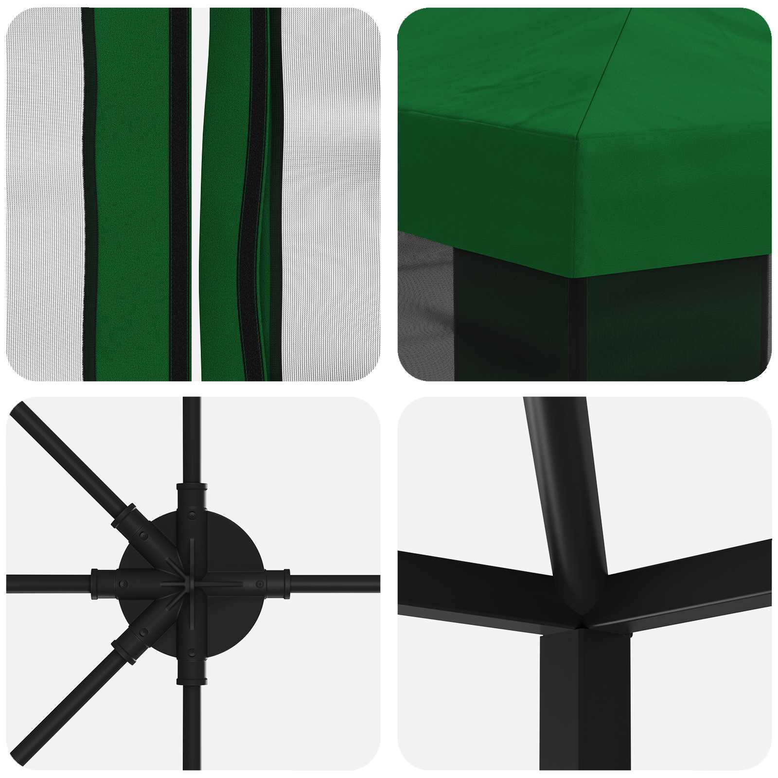 Paviljoen met zijwanden 6 x 3 m Groen Polyester en staal 190 image 5