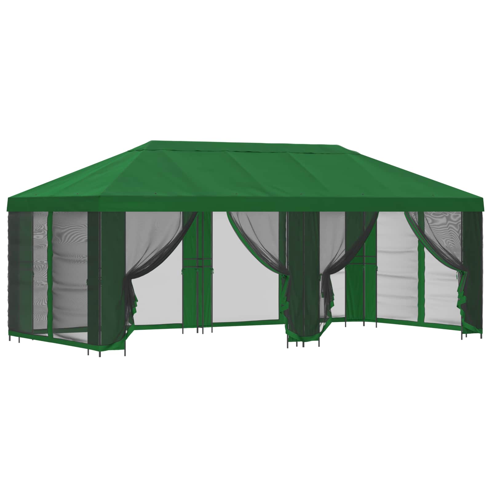 Paviljoen met zijwanden 6 x 3 m Groen Polyester en staal 190 image 2