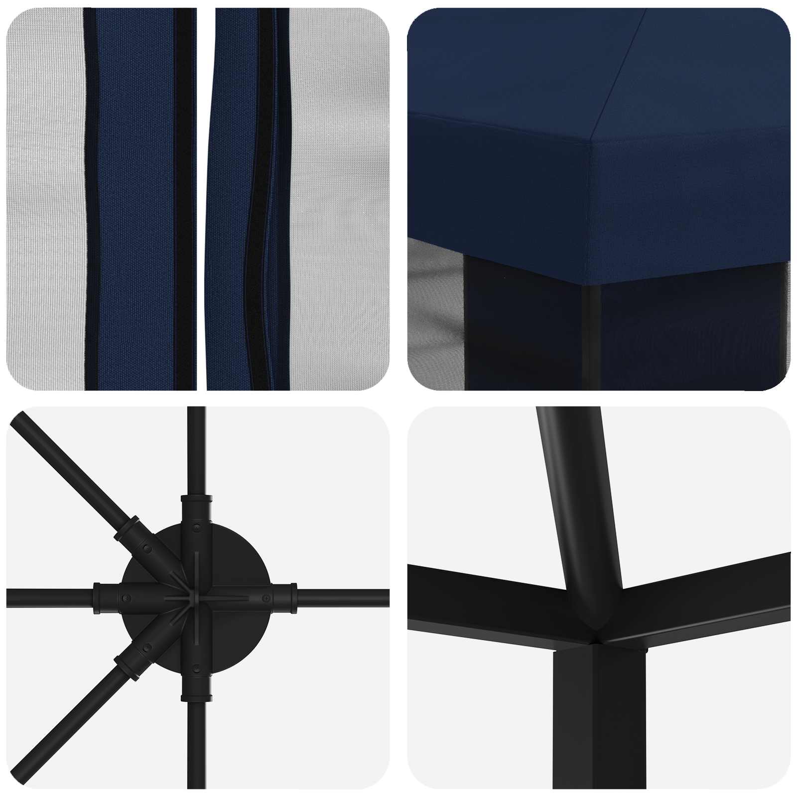 Paviljoen met zijwanden 6 x 3 m Blauw Polyester en staal 190 image 5