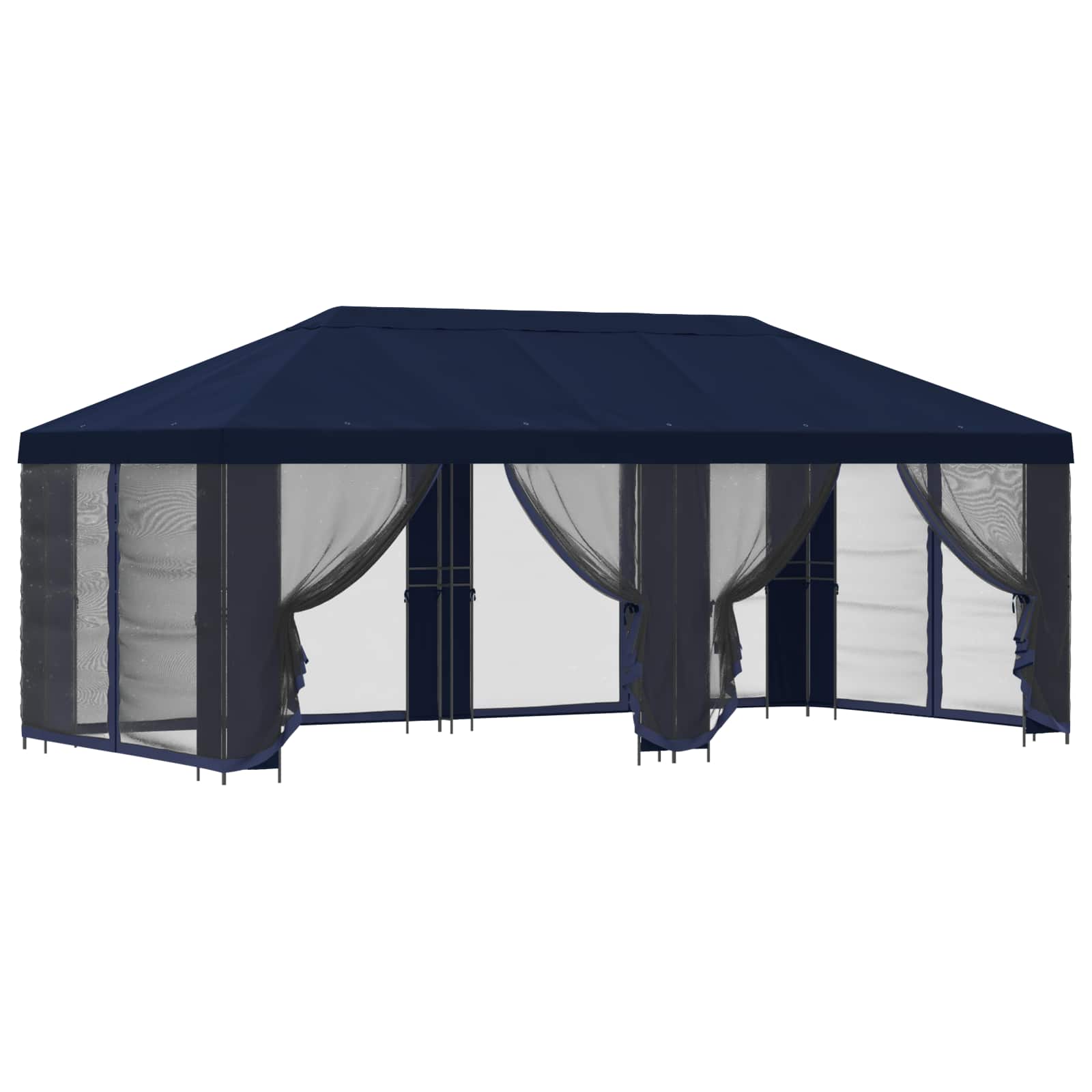Paviljoen met zijwanden 6 x 3 m Blauw Polyester en staal 190 image 2