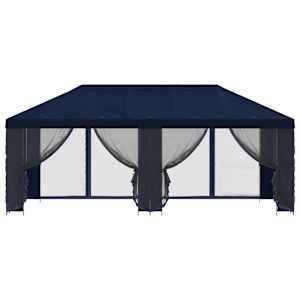 Altán s bočními stěnami 6 x 3 m Modrá Polyester a ocel 190 - obrázek 3