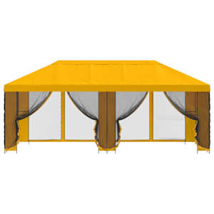 Altán s bočními stěnami 6 x 3 m Žlutá Polyester a ocel 190 - obrázek 3