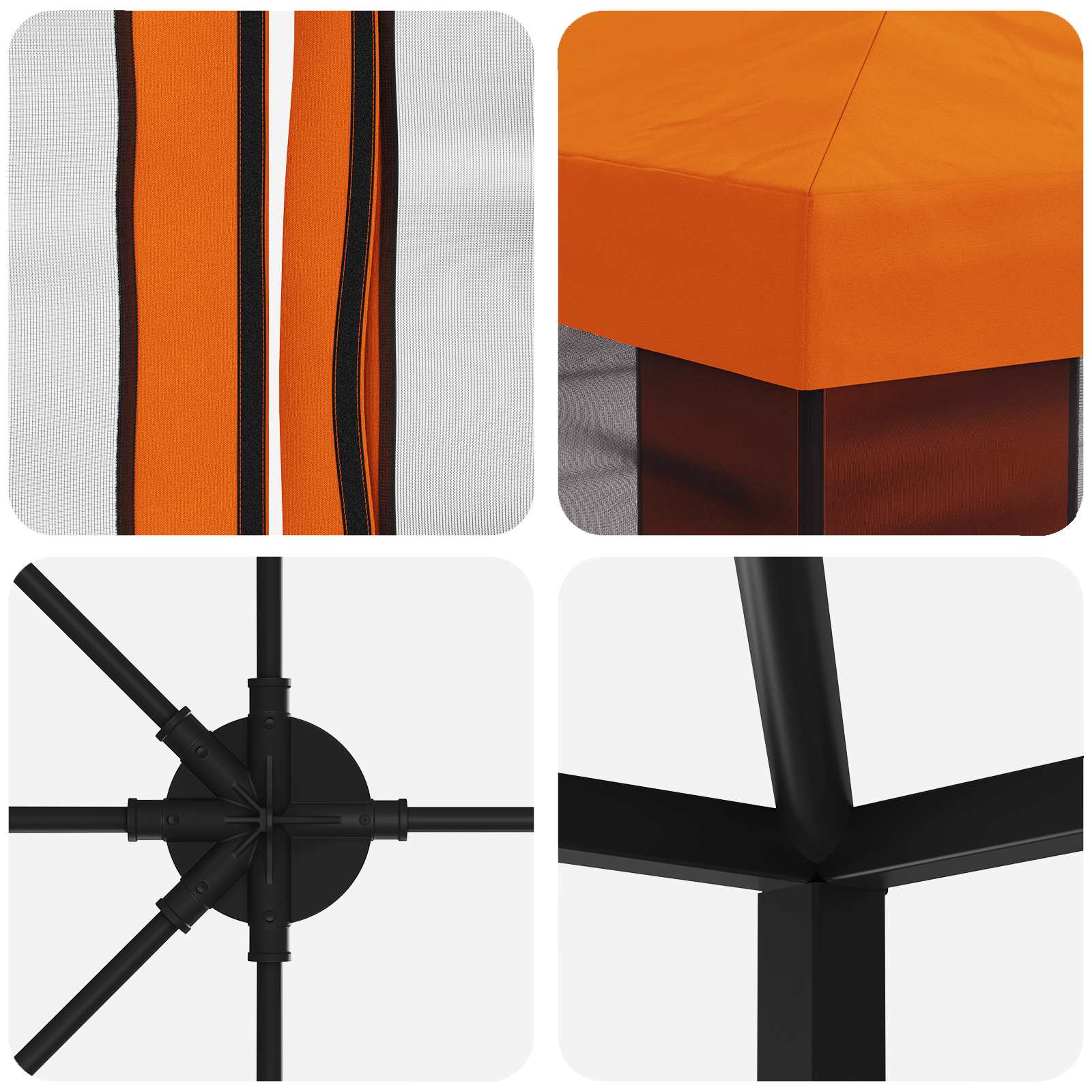 Paviljoen met zijwanden 6 x 3 m Oranje Polyester en staal 190 image 5