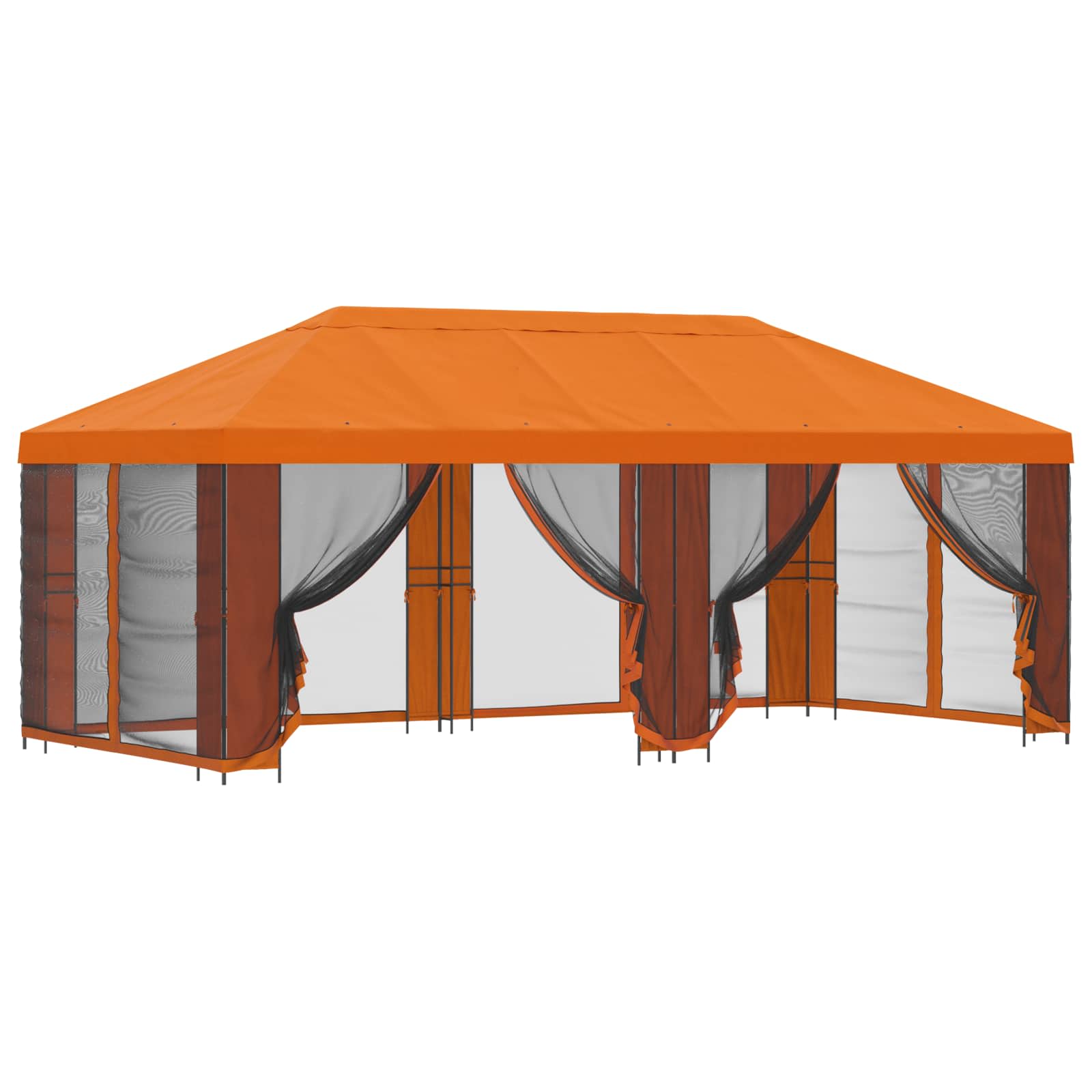 Paviljoen met zijwanden 6 x 3 m Oranje Polyester en staal 190 image 2