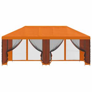 Altán s bočními stěnami 6 x 3 m Oranžová Polyester a ocel 190 - obrázek 3