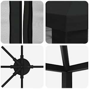 Altán s bočními stěnami 6 x 3 m Černá Polyester a ocel 190 - obrázek 5