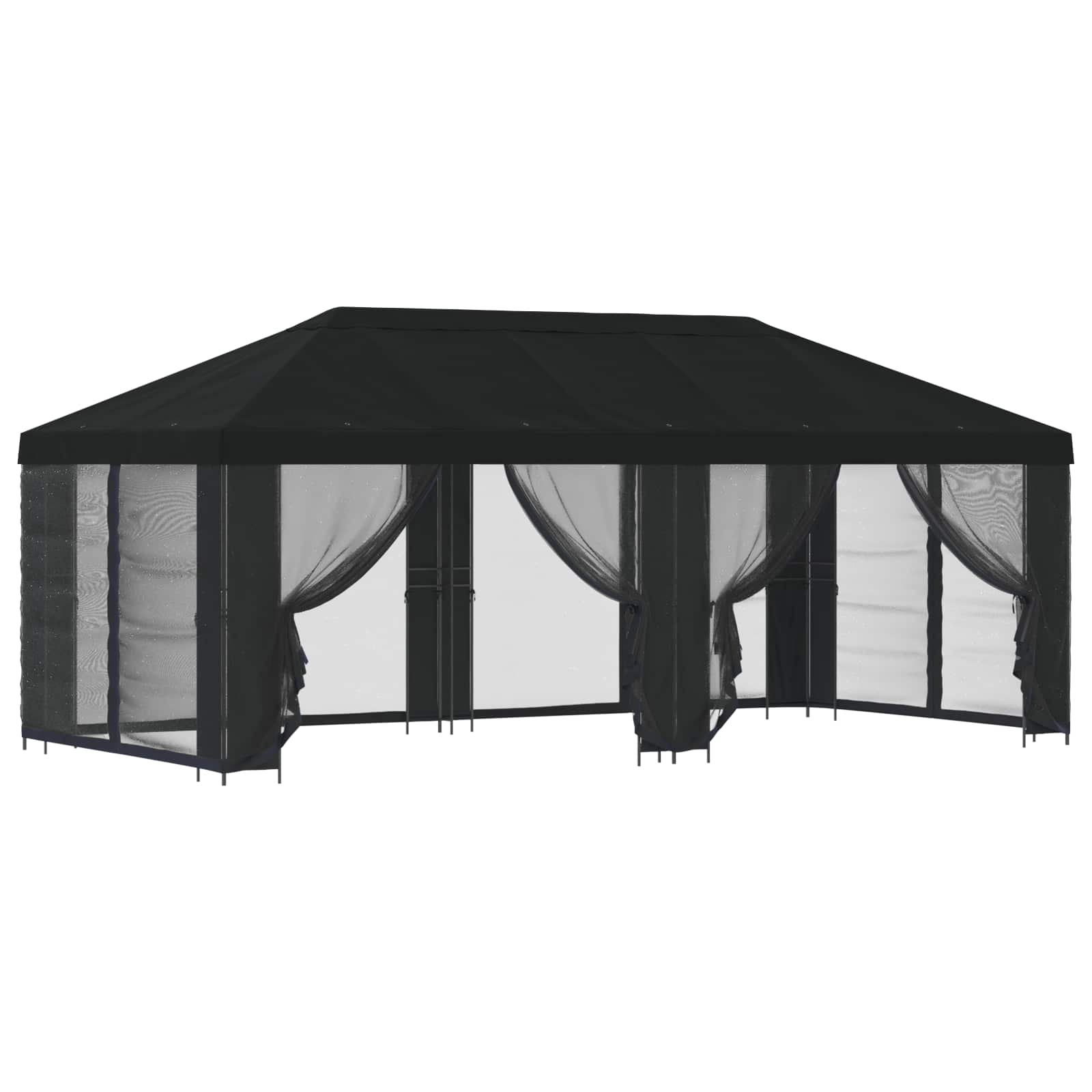 Paviljoen met zijwanden 6 x 3 m Zwart Polyester en staal 190 image 2