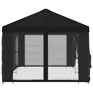 Altán s bočními stěnami 6 x 3 m Černá Polyester a ocel 190 - obrázek 4
