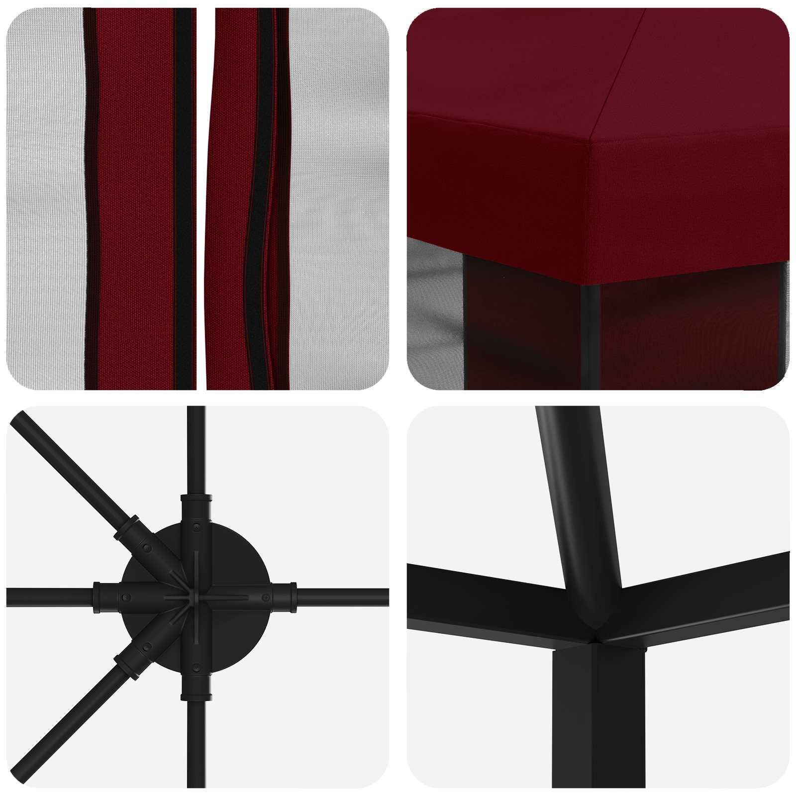 Paviljoen met zijwanden 6 x 3 m Bordeauxrood Polyester en staal image 5