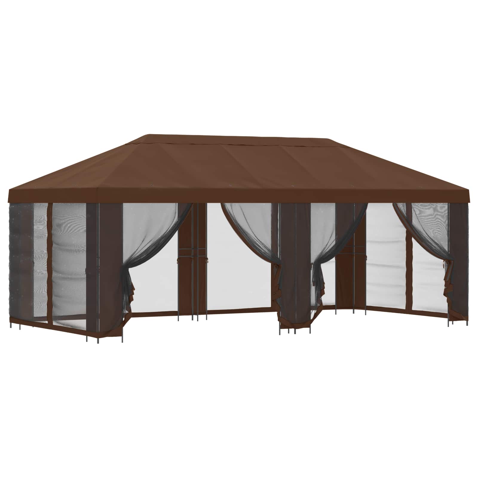 Paviljoen met zijwanden 6 x 3 m Bruin Polyester en staal 190 image 2