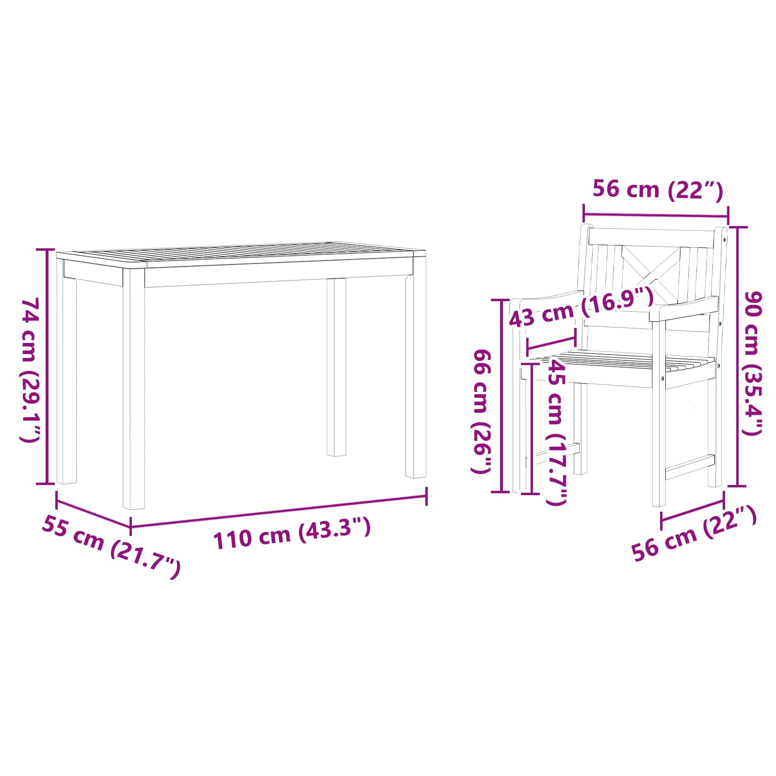 Tuin eettafelset 3 pcs Bruin Massief Acaciahout image 10