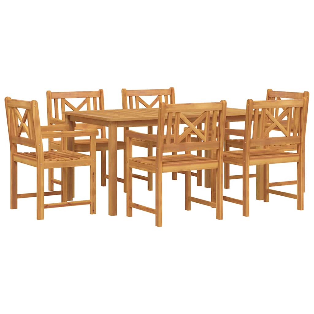 Piharuokailu setti 7 pcs Ruskea täysi akaasiapuu