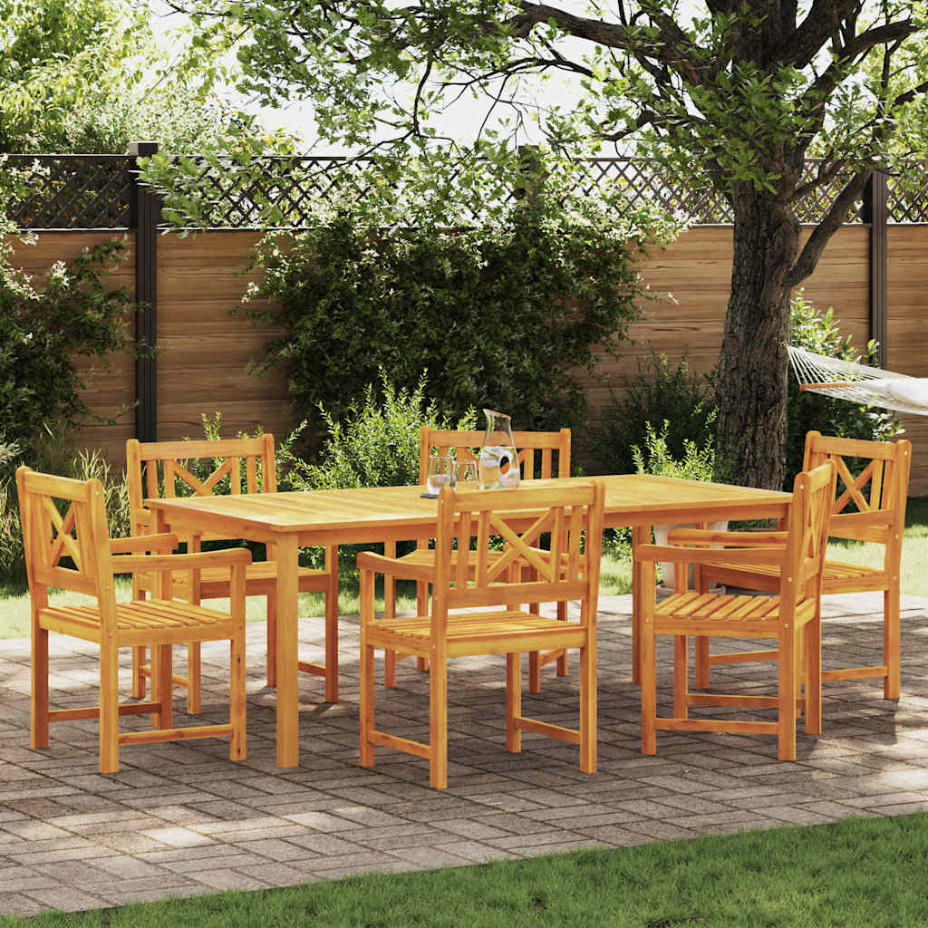 vidaXL Set de masă pentru grădină 7 pcs Maro lemn masiv de acacia